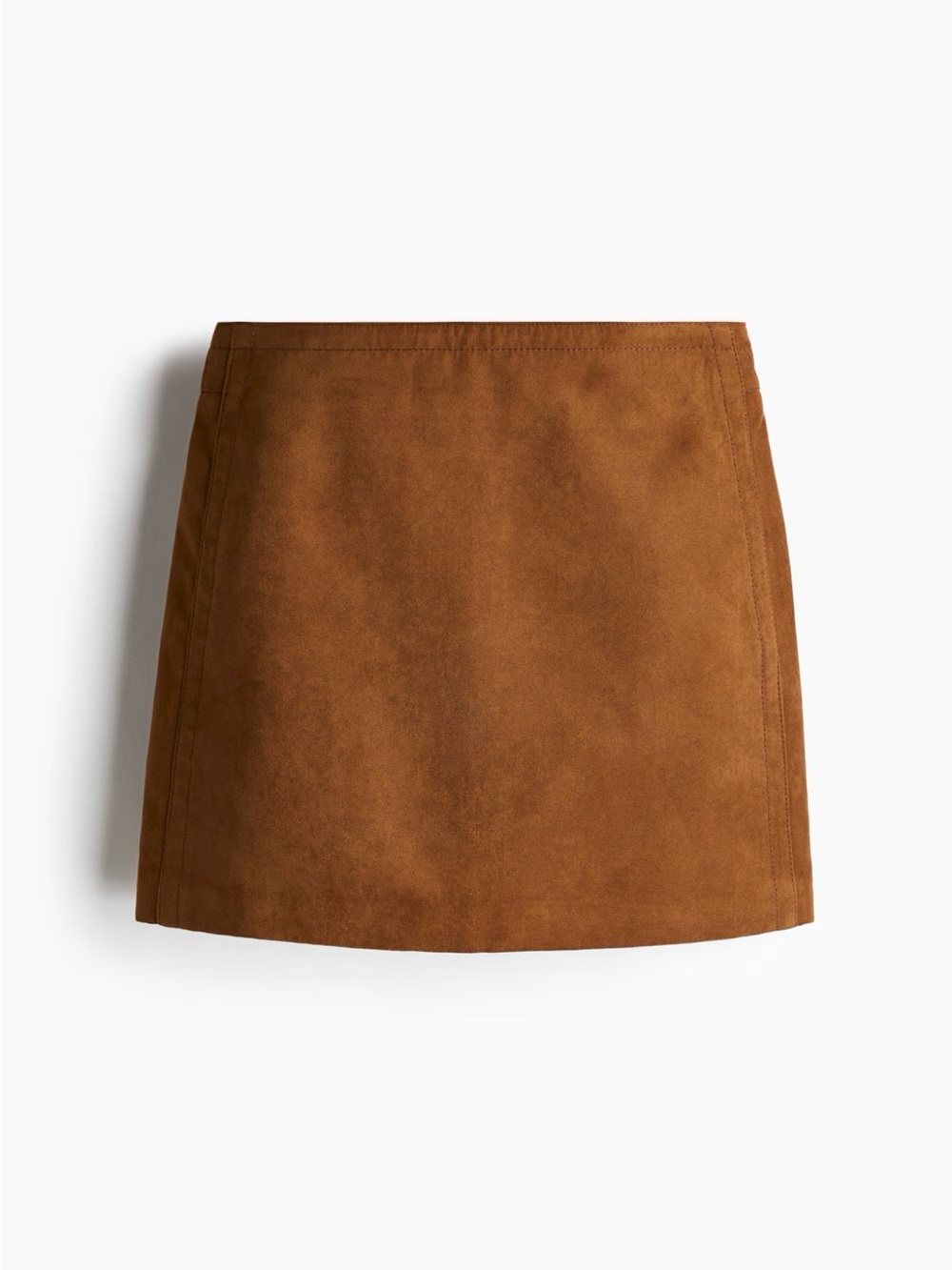 NWOT | Classic Suede Mini Skirt in Cognac Brown